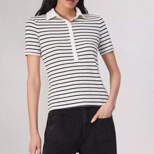 Rag & Bone Striped Polo Collar Women Top